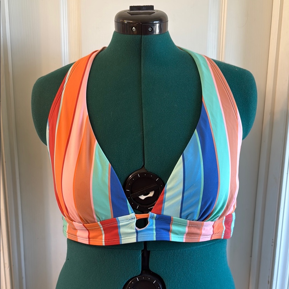 Colorful Striped Halter Bikini Top